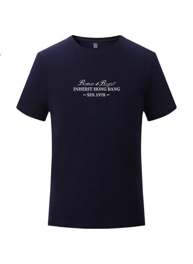 ROMON Luomeng Short-Sleeve T-Shirt For Men Summer Business Casual Ice Silk Feel Antibacterial T-Shirt, Men'S Clothing Lm799 Navy Blue Xl - Image 2