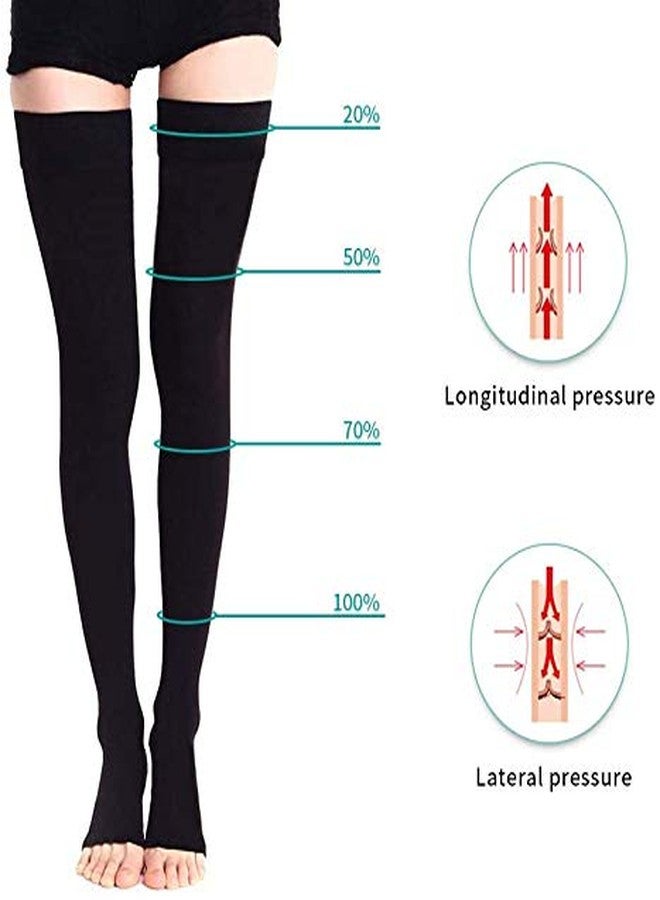 QUADA Medical Compression Stockings for Vericose Veins Edema Degraded Pressure, 20-30mmHg Opaque Graduated Compression Stockings Support Hose for Women (Black) (Beige, L) - Image 2