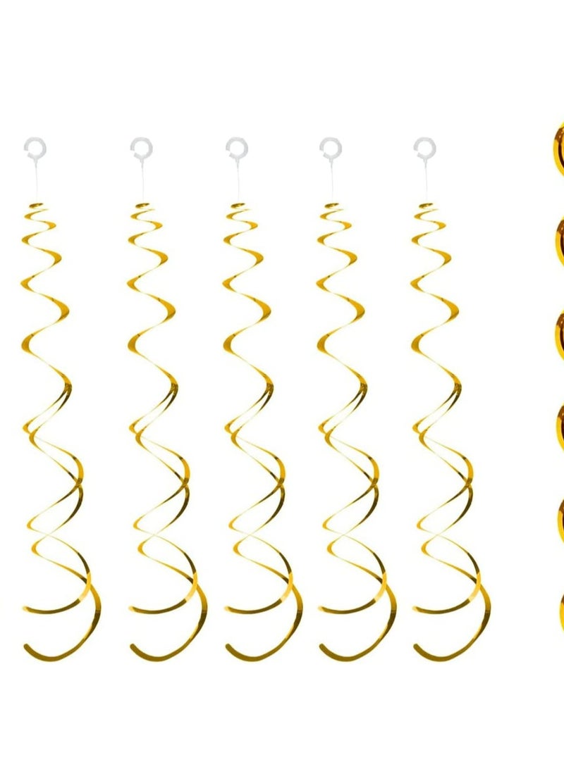 Gold Hanging Swirl Decorations - 30 Pieces Plastic Streamers for Ceiling, Ideal for Weddings, Baby Showers, and Birthday Parties, Perfect Party Supplies and Decorations - Image 1