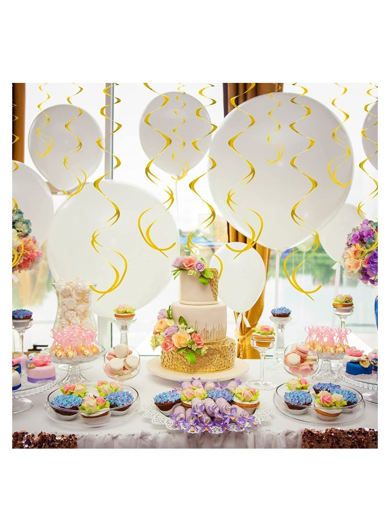 Gold Hanging Swirl Decorations - 30 Pieces Plastic Streamers for Ceiling, Ideal for Weddings, Baby Showers, and Birthday Parties, Perfect Party Supplies and Decorations - Image 2