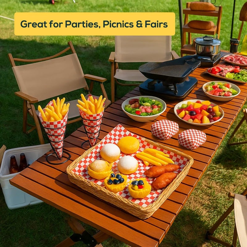 YQL 120PCS Deli Paper Sheets 12x12", Red Checkered Wax Paper for Food Wrapping, Grease Resistant Sandwich Wrap Parchment Liners, Disposable Food Basket Liners for Burgers, Parties, Fairs & Picnic Use - Image 5