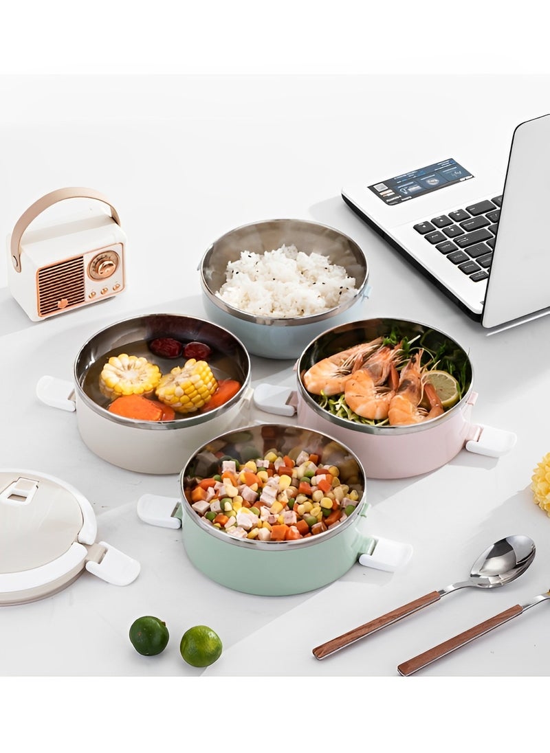 REOCLE - 4 Stackable Lunch Containers for Adults Kids Modern Minimalist Design Bento Box Leak-Proof Lunchbox Bento Box for Dining Out & Work & Picnic & School - Image 1