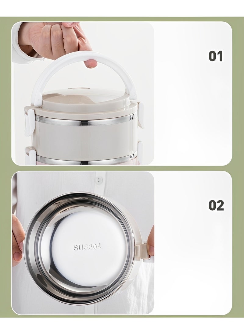 REOCLE - 4 Stackable Lunch Containers for Adults Kids Modern Minimalist Design Bento Box Leak-Proof Lunchbox Bento Box for Dining Out & Work & Picnic & School - Image 1
