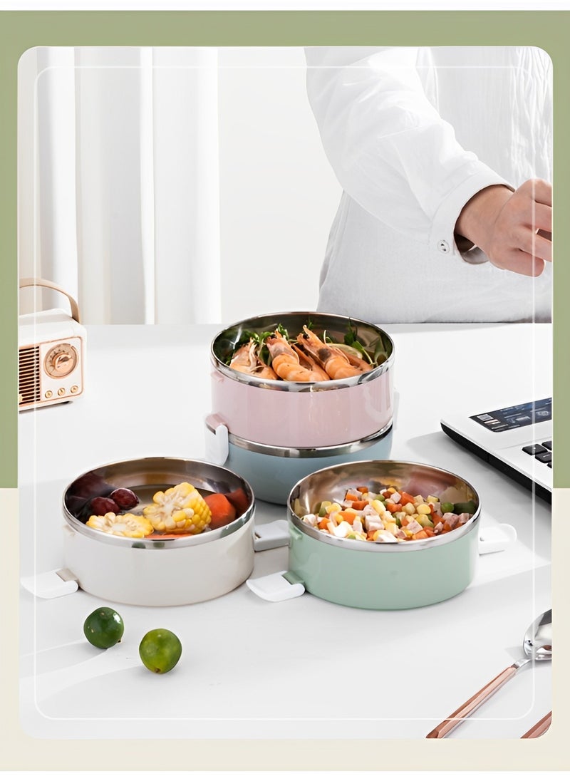 REOCLE - 4 Stackable Lunch Containers for Adults Kids Modern Minimalist Design Bento Box Leak-Proof Lunchbox Bento Box for Dining Out & Work & Picnic & School - Image 1