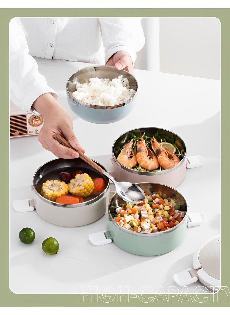 REOCLE - 4 Stackable Lunch Containers for Adults Kids Modern Minimalist Design Bento Box Leak-Proof Lunchbox Bento Box for Dining Out & Work & Picnic & School - Image 1