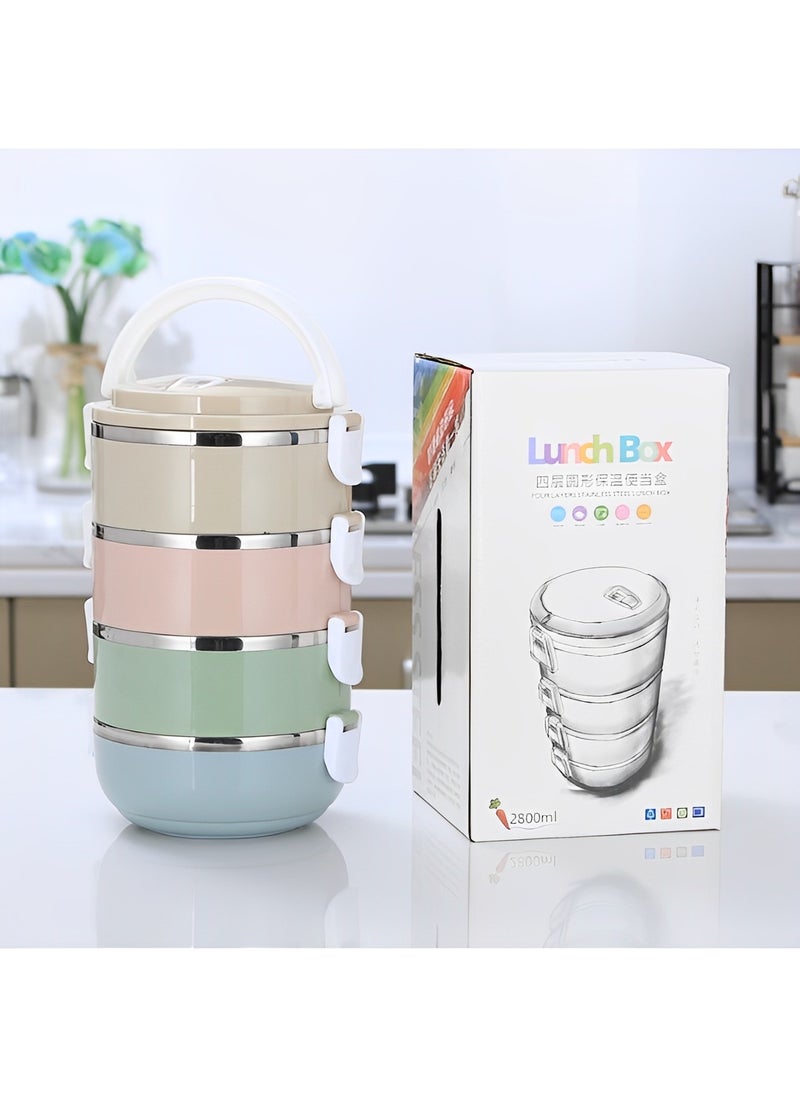 REOCLE - 4 Stackable Lunch Containers for Adults Kids Modern Minimalist Design Bento Box Leak-Proof Lunchbox Bento Box for Dining Out & Work & Picnic & School - Image 1