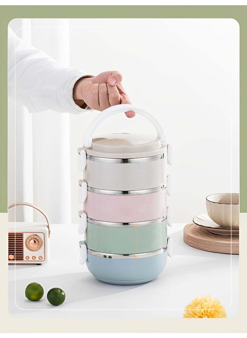 REOCLE - 4 Stackable Lunch Containers for Adults Kids Modern Minimalist Design Bento Box Leak-Proof Lunchbox Bento Box for Dining Out & Work & Picnic & School - Image 1