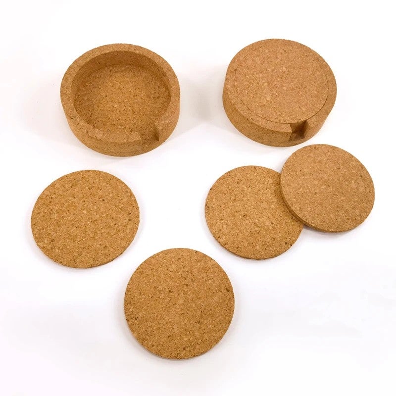 Y&D Natural Round Cork Coasters with Holder – Blank, Reusable, Absorbent Drink Coasters for Home, Kitchen & Bar - Image 5
