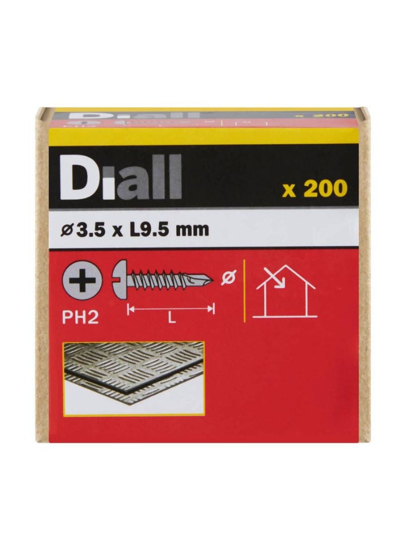 Zinc Plated Carbon Steel Self Drilling Screw Pack 3.5 X 9.5 Mm 200 Piece