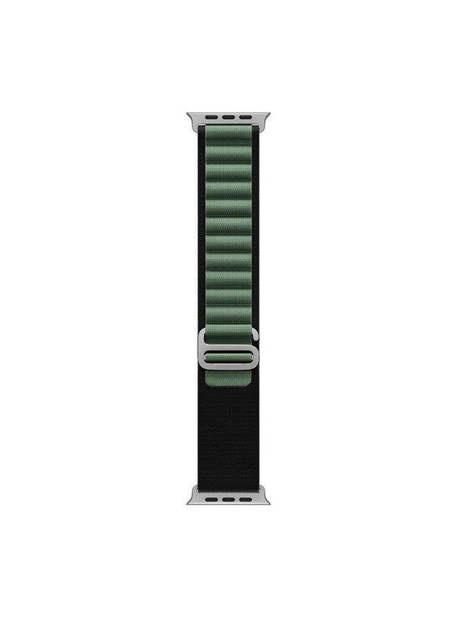 NIBEMINENT - Apple Watch Alpine Loop Band 49mm/45mm/44mm Nylon Woven Sport Strap Compatible with iWatch Series 8/Ultra/7/SE/6/5/4/3/2/1 Green/Black - Image 1