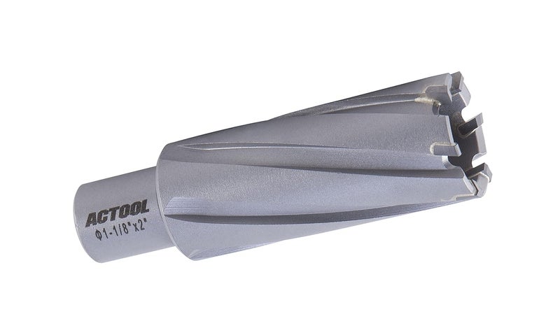 ACTOOL 1-1/8'' Diameter x 2'' Depth of Cut Carbide Tipped TCT ANNULAR Cutter with 3/4'' Weldon Shank - Image 1