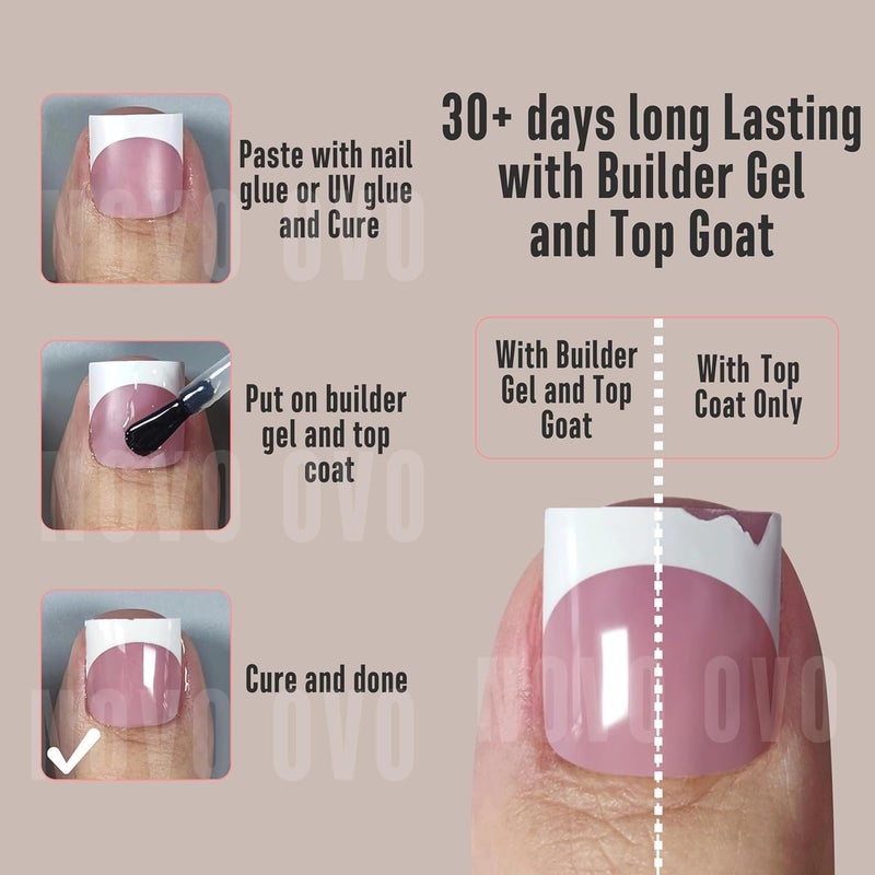NOVO OVO French Tip Toe Nail Tips 8 MIXED SUMMER COLOR, Sharp Square Soft Gel False Toenail Extension, Need Builder Gel & Top Coat, no Glue Included, Full Cover Acrylic for DIY x 15 Sizes 240 pcs - Image 4