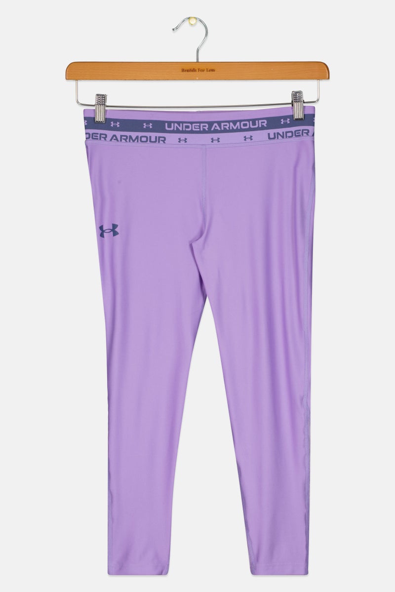 UNDER ARMOUR Kids Girl Brand Logo Pull On Training Leggings, Lavender - Image 3
