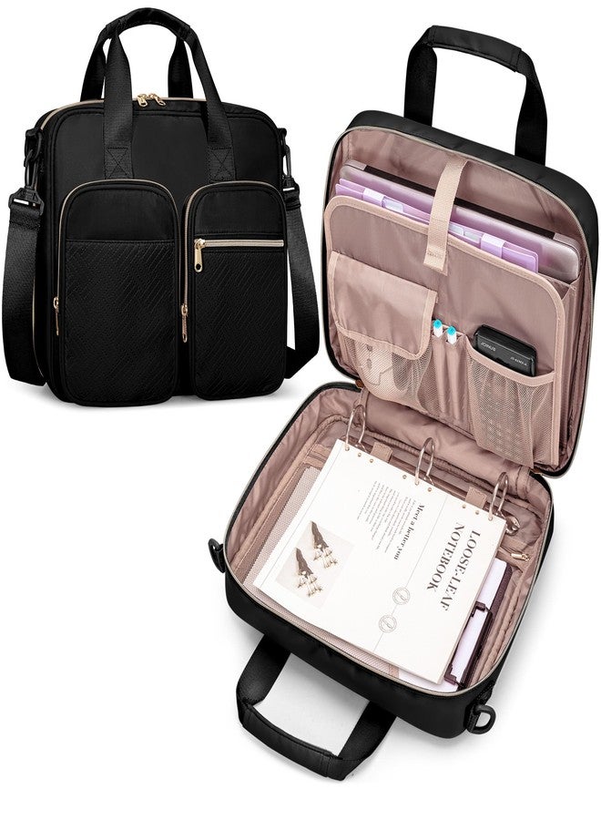 Prokva 3 Ring Zipper Binder, 2 Inch Ring Binder Organizer Bag with Shoulder Strap Fits 13 Inch Laptop and 500 Sheets, Black (Empty Bag Only) - Image 1