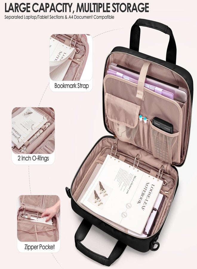 Prokva 3 Ring Zipper Binder, 2 Inch Ring Binder Organizer Bag with Shoulder Strap Fits 13 Inch Laptop and 500 Sheets, Black (Empty Bag Only) - Image 3