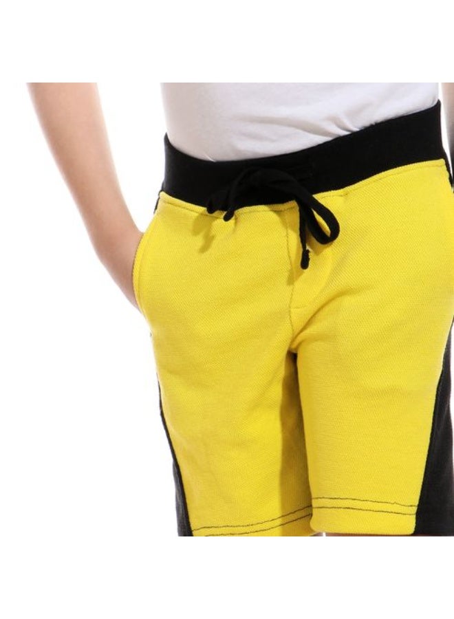 Kady two-tone side-pocket drawstring elastic waist sweat shorts for boys - Image 2