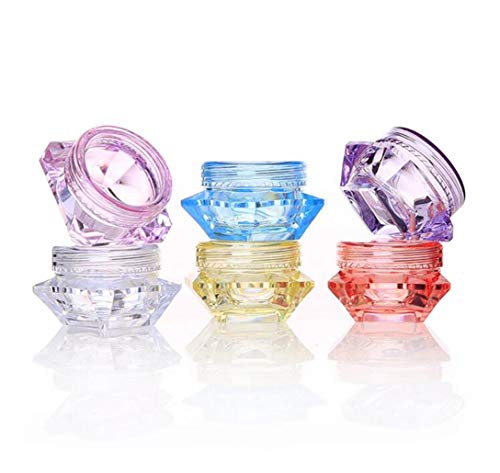 UPSTORE 24PCS 5g/0.17oz Empty Refill Mini Square Diamond Shaped Plastic Cosmetic Sample Container Jar Pots With Screw Cap Makeup Bottle Face Cream Lotion Eye Shadow Powder Storage Holder(Color Random) - Image 2