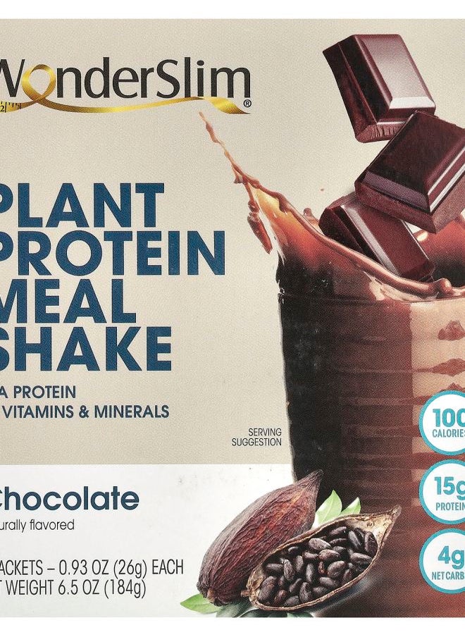 WonderSlim - Plant Protein Meal Shake Chocolate 7 Packets 0.93 oz (26 g) Each - Image 1
