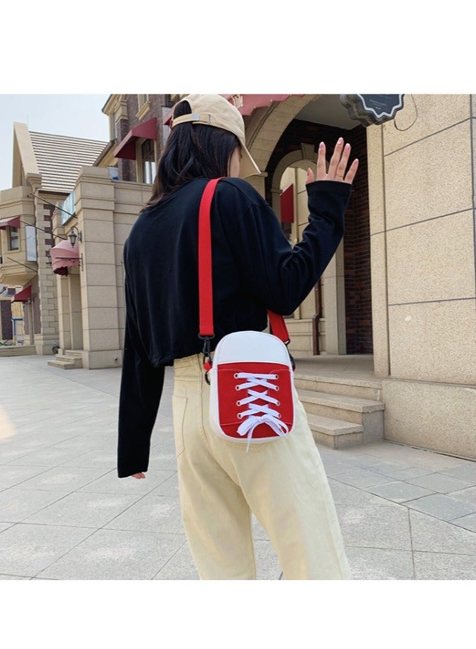 OASIS-TH Women Shoulder Crossbody Bag Multifunction Phone Diagonal Bags with Adjustable Strap Sneaker Shape Red - Image 1