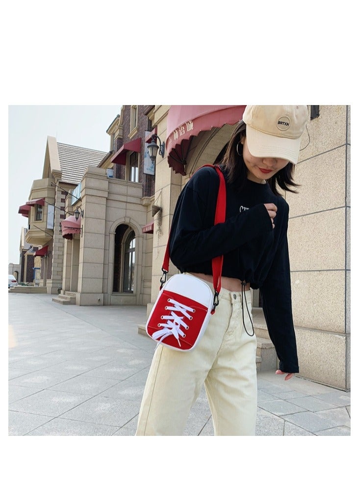 OASIS-TH Women Shoulder Crossbody Bag Multifunction Phone Diagonal Bags with Adjustable Strap Sneaker Shape Red - Image 2