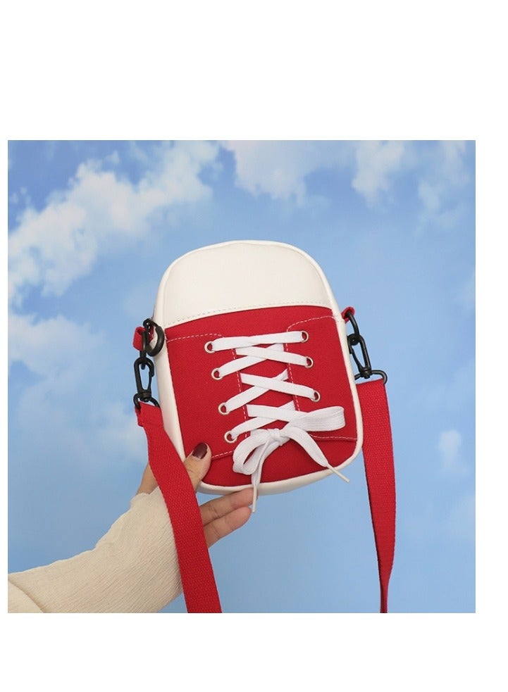 OASIS-TH Women Shoulder Crossbody Bag Multifunction Phone Diagonal Bags with Adjustable Strap Sneaker Shape Red - Image 3