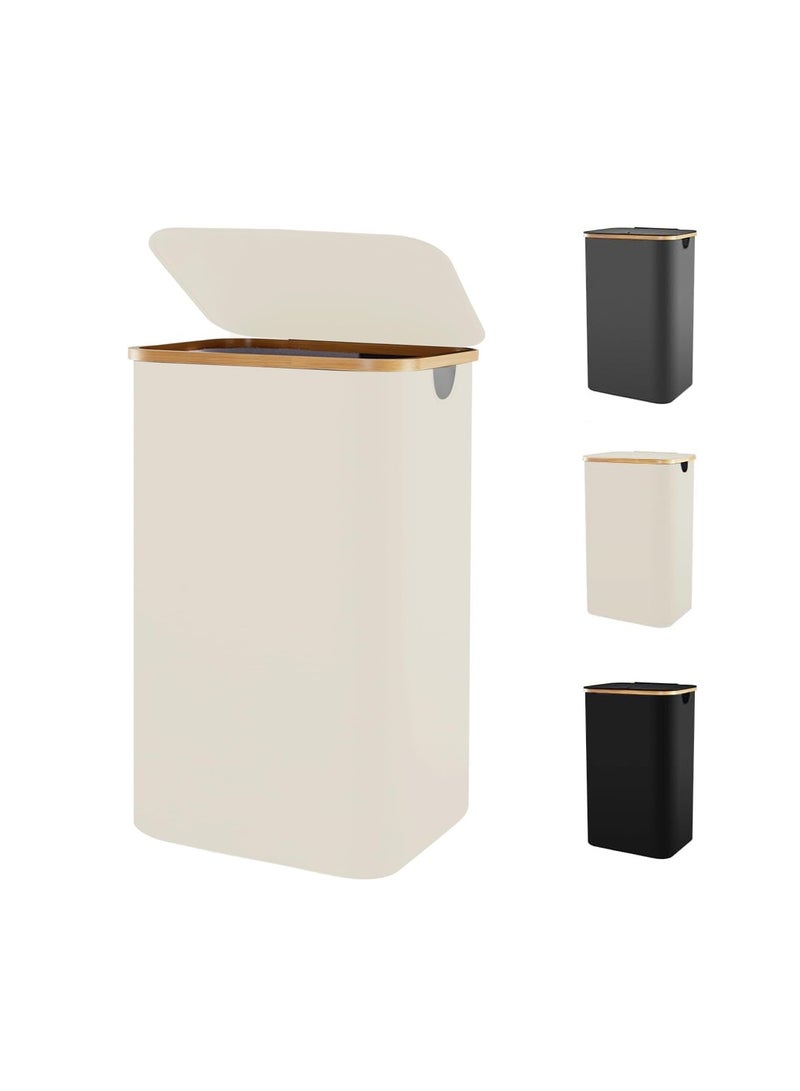 عربست سلة غسيل، سلة غسيل مع كيس غسيل وغطاء قابلين للإزالة، سلة قابلة للطي لغرفة النوم والحمام وغرفة المعيشة (بيج) - Image 1