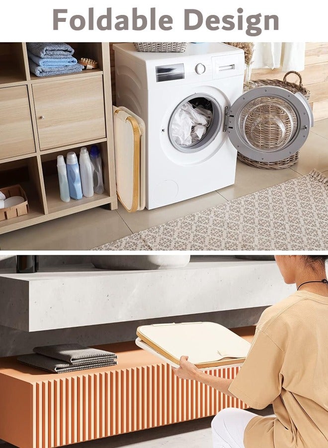 عربست سلة غسيل، سلة غسيل مع كيس غسيل وغطاء قابلين للإزالة، سلة قابلة للطي لغرفة النوم والحمام وغرفة المعيشة (بيج) - Image 4