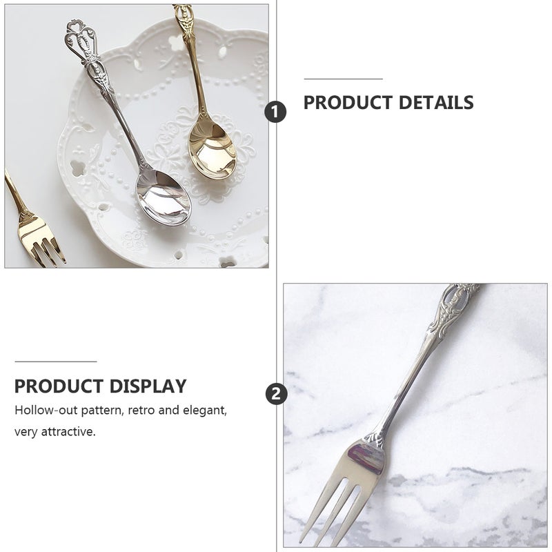 1 Set Kitchen Tableware English Fork Spoon Eating Tools Retro Tableware - Image 2