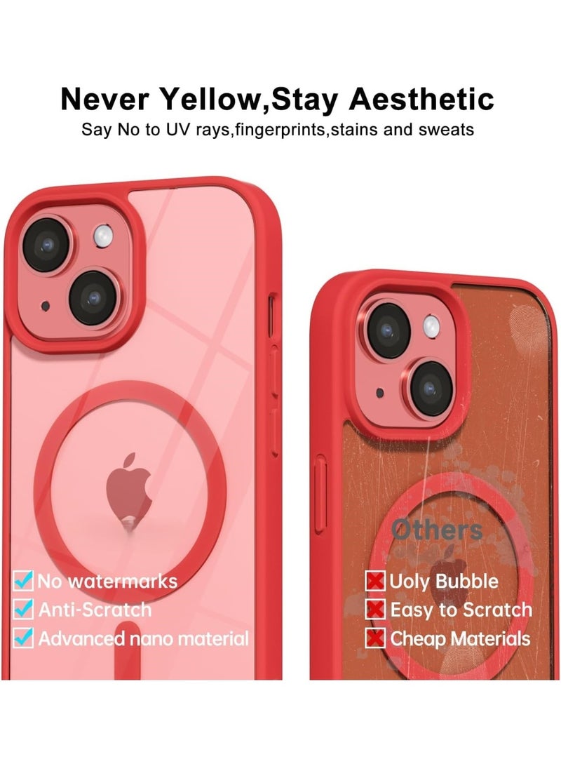 ACLIX Clear Magnetic Case for iPhone 13 [Shockproof & Slim] Transparent Clear Hard Back Cover with high-Grade Protection | Red - Image 4