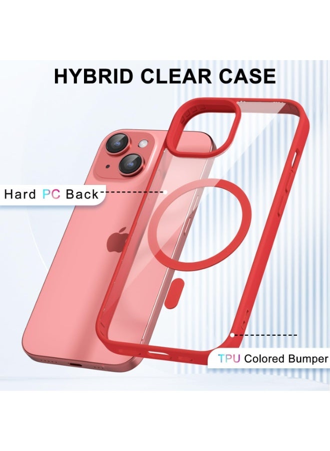 ACLIX Clear Magnetic Case for iPhone 13 [Shockproof & Slim] Transparent Clear Hard Back Cover with high-Grade Protection | Red - Image 3