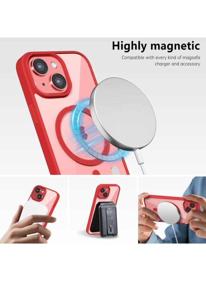 ACLIX Clear Magnetic Case for iPhone 13 [Shockproof & Slim] Transparent Clear Hard Back Cover with high-Grade Protection | Red - Image 2