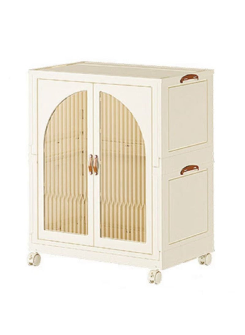 Foldable Wardrobe Kids Clothes Cabinet Portable Closet Dustproof Storage Cabinet with Wheels Plastic Closet Organizers，Bookshelf Storage Cabinet for Bedroom Livingroom Kitchen(Style 2)  - Image 1