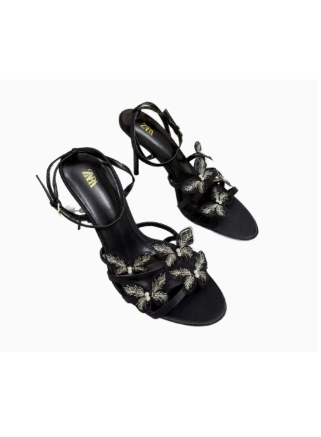 Zara Butterfly Embellished Strappy Open-Toe High-Heel Sandals - Image 2