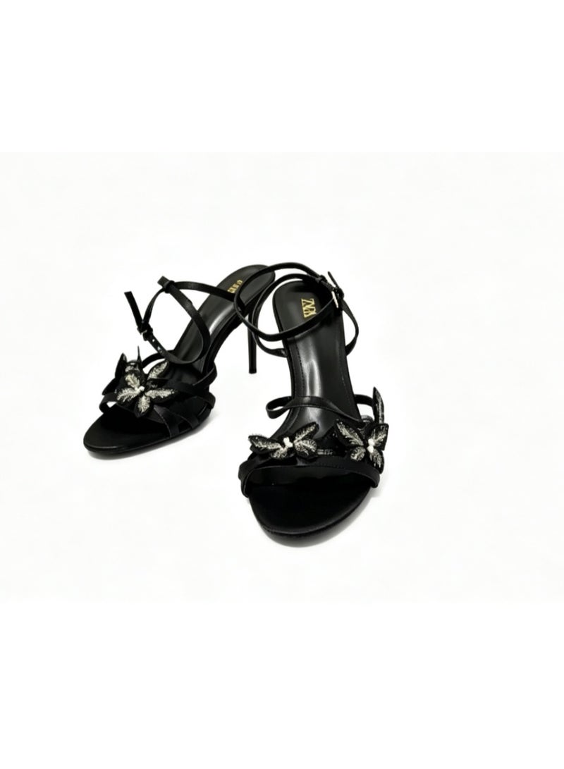 Zara Butterfly Embellished Strappy Open-Toe High-Heel Sandals - Image 3