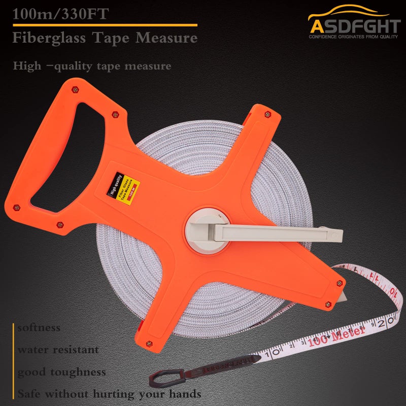 ASDFGHT Open Reel Tape Measure 330 Feet, Fiberglass Tape Measure, Yard Measuring Tape Fit for Sports Field, Outdoor, Engineer,Track, Durable Dual-Sided Measuring Reel with Feet and Meters (1/2') - Image 5