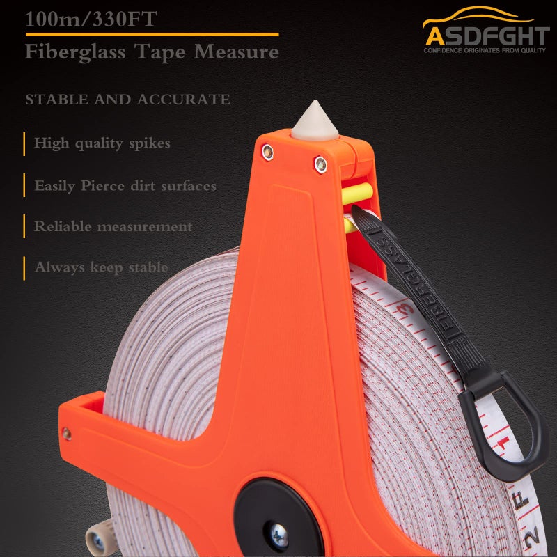 ASDFGHT Open Reel Tape Measure 330 Feet, Fiberglass Tape Measure, Yard Measuring Tape Fit for Sports Field, Outdoor, Engineer,Track, Durable Dual-Sided Measuring Reel with Feet and Meters (1/2') - Image 4