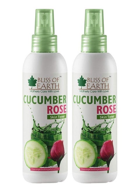 Bliss of Earth Cucumber Rose Skin Mist Toner Facial Mist 2x100ML Refreshing & Clarifying Pore Minimizing & Soothing