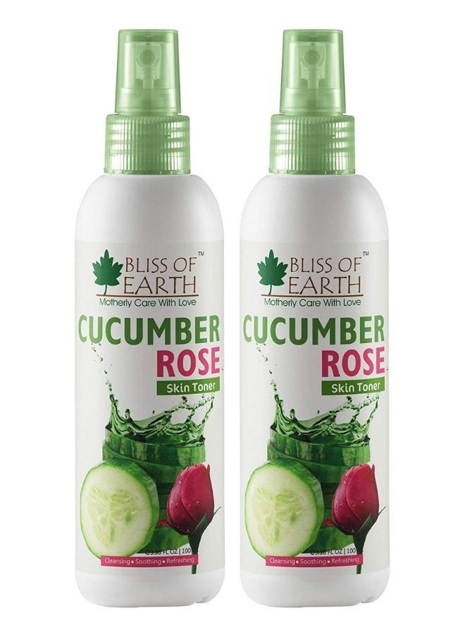 BLISS OF EARTH Bliss of Earth Cucumber Rose Skin Mist Toner Facial Mist 2x100ML Refreshing & Clarifying Pore Minimizing & Soothing  - Image 1