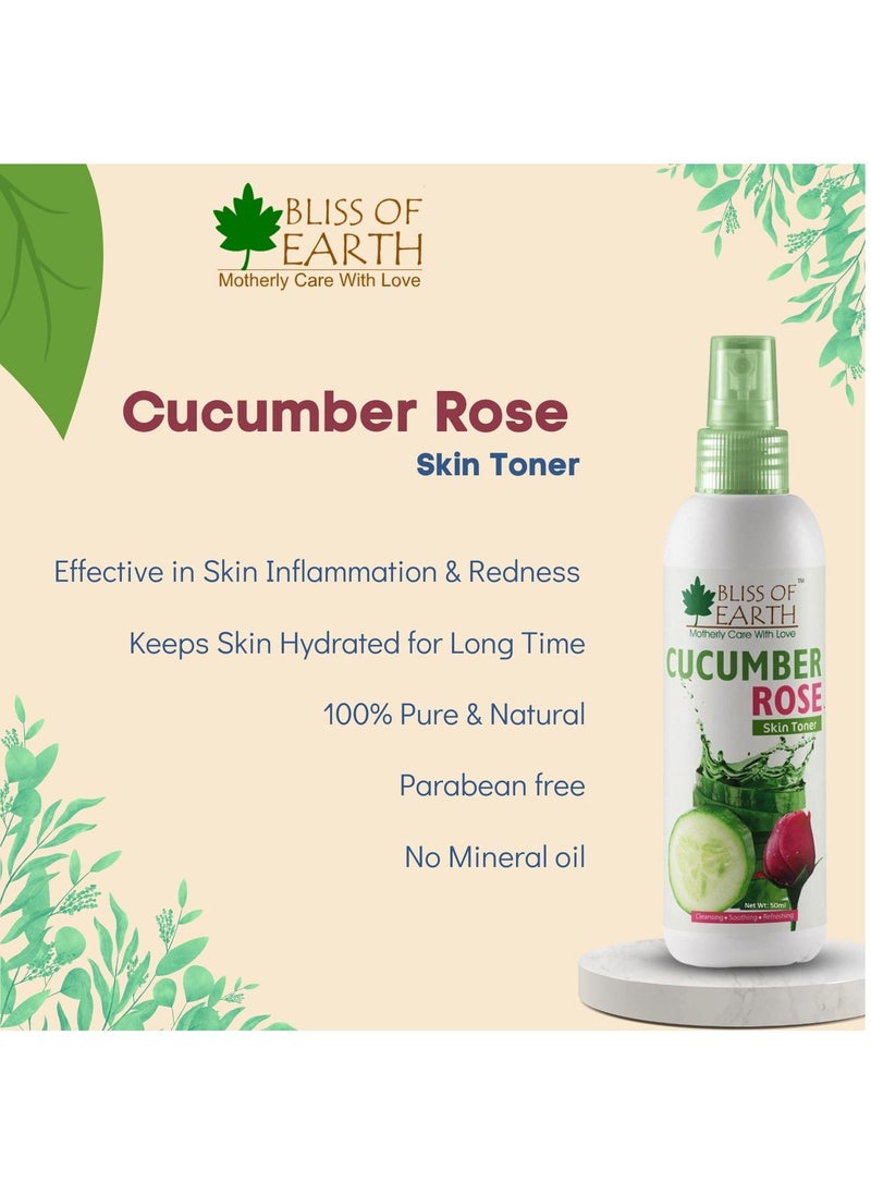 BLISS OF EARTH Bliss of Earth Cucumber Rose Skin Mist Toner Facial Mist 2x100ML Refreshing & Clarifying Pore Minimizing & Soothing  - Image 4