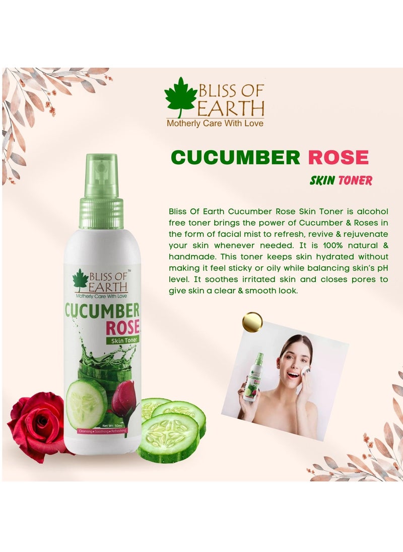 BLISS OF EARTH Bliss of Earth Cucumber Rose Skin Mist Toner Facial Mist 2x100ML Refreshing & Clarifying Pore Minimizing & Soothing  - Image 5