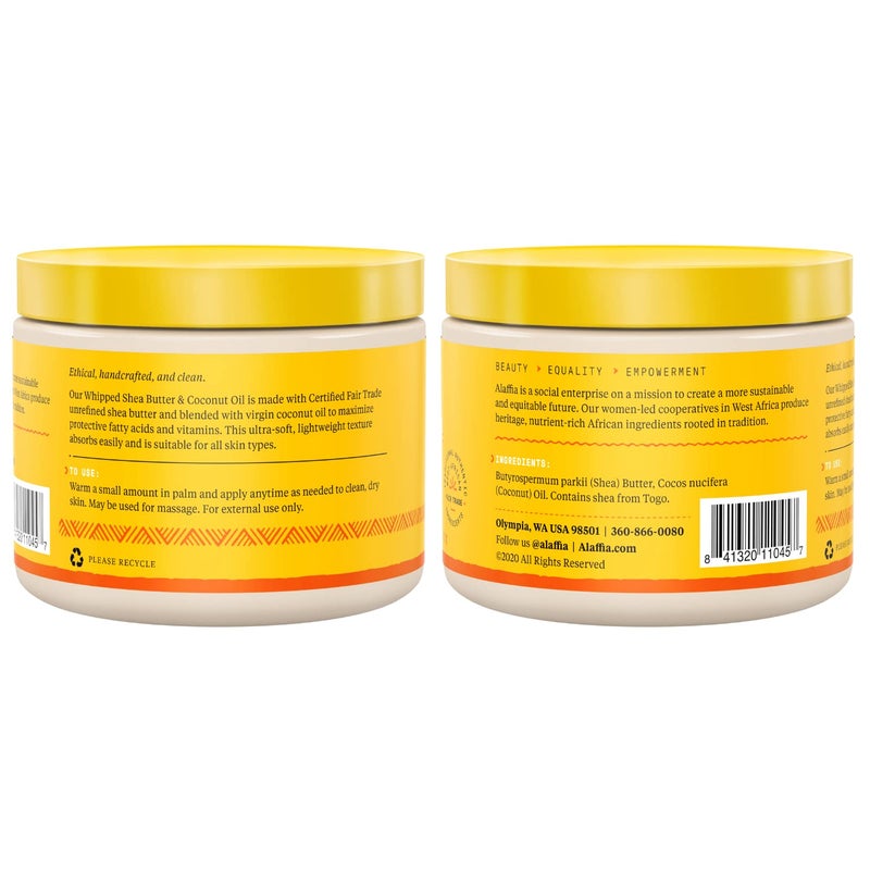Alaffia Whipped Shea Butter and Coconut Oil, for Smooth, Soft Skin, Unscented 4 Oz - Image 2
