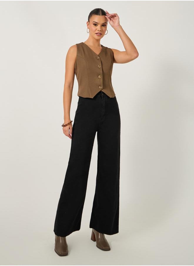 Styli - High Rise Solid Straight Fit Jeans - Image 1