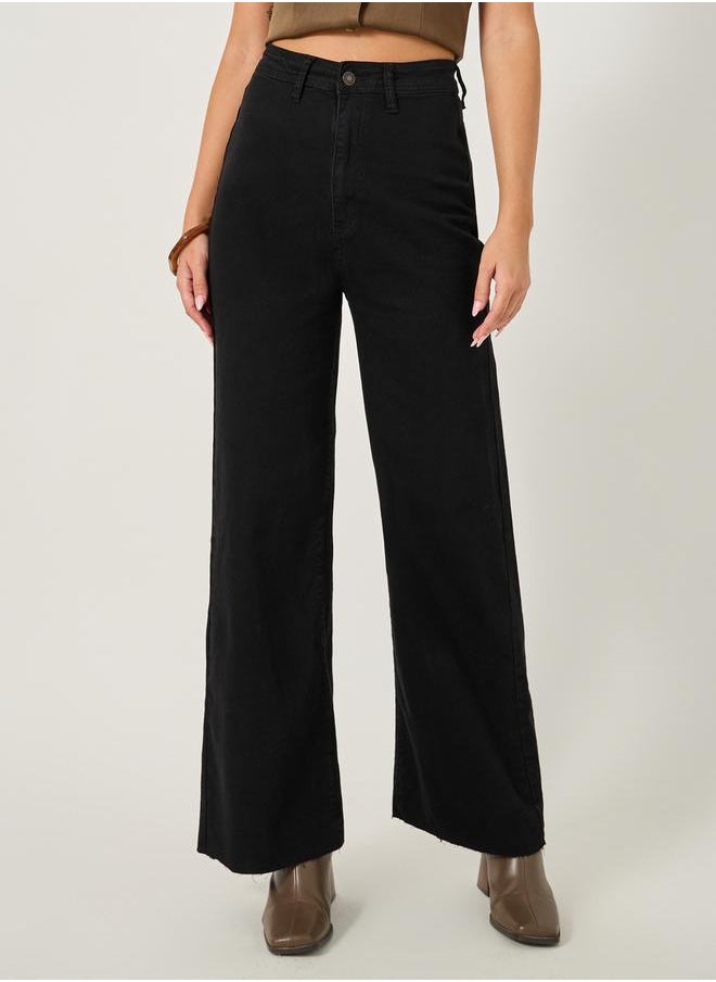 Styli - High Rise Solid Straight Fit Jeans - Image 1