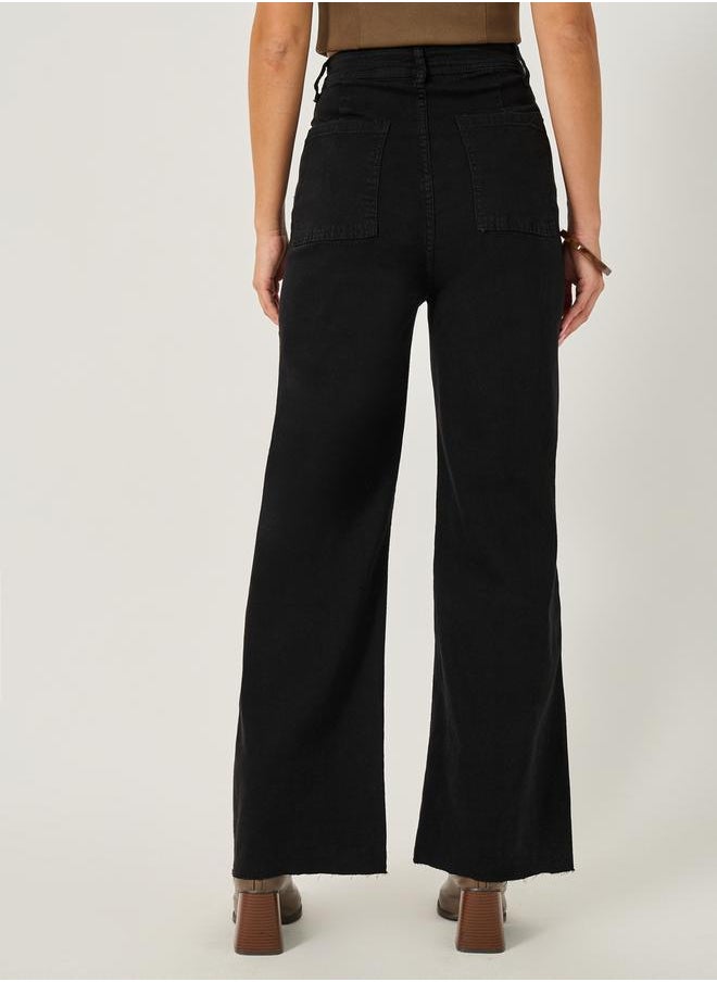 Styli - High Rise Solid Straight Fit Jeans - Image 1