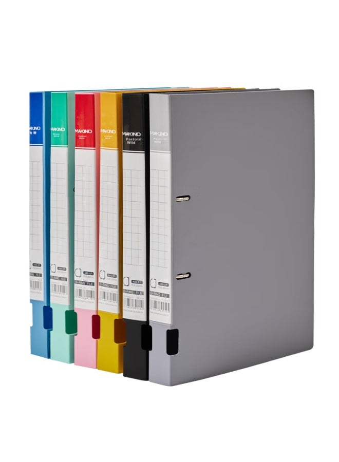 بهوفيكا Makino Makino 2-hole D-ring Pp Folder ملف ثقب ورق فضفاض ملف معلومات الطالب لوازم مكتب الأعمال تخزين ملف مجلد تقارير سعة تخزين 200 ورقة أسود رقيق - Image 3