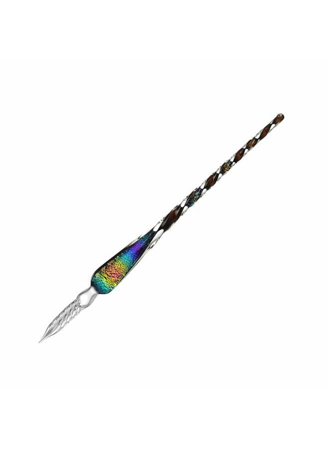 Molshine Handmade Glass Dip Pen Crystal Glass Pen Calligraphy Signature Pen Business Present-(black colorful) - Image 1