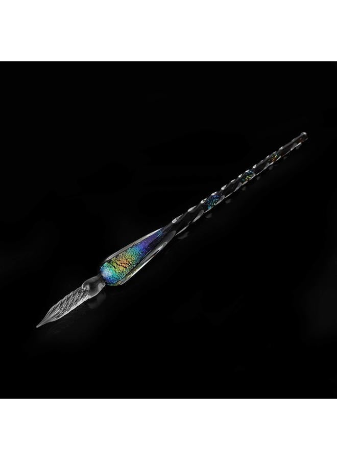 Molshine Handmade Glass Dip Pen Crystal Glass Pen Calligraphy Signature Pen Business Present-(black colorful) - Image 3