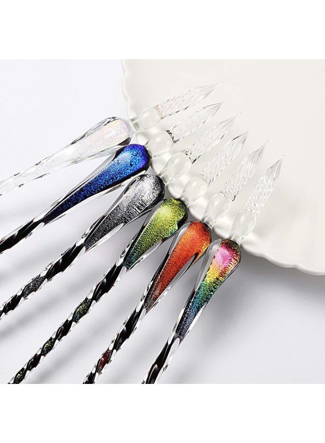 Molshine Handmade Glass Dip Pen Crystal Glass Pen Calligraphy Signature Pen Business Present-(black colorful) - Image 5