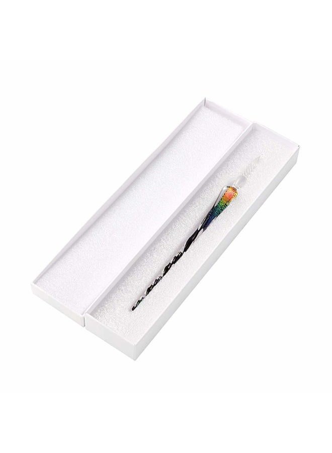 Molshine Handmade Glass Dip Pen Crystal Glass Pen Calligraphy Signature Pen Business Present-(black colorful) - Image 4