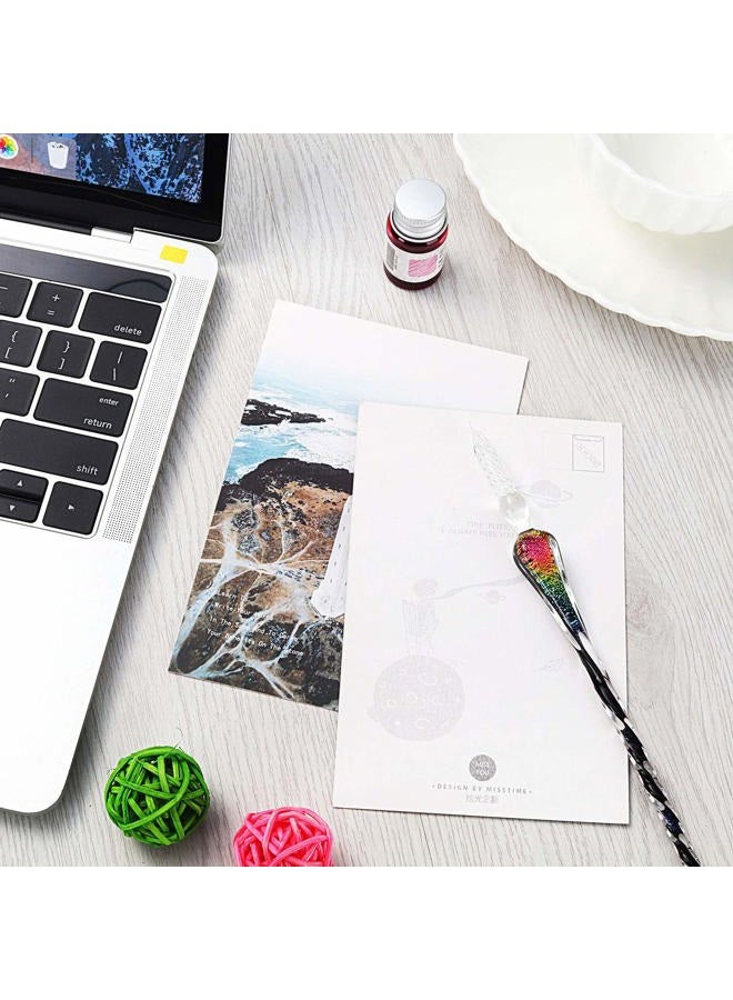 Molshine Handmade Glass Dip Pen Crystal Glass Pen Calligraphy Signature Pen Business Present-(black colorful) - Image 2